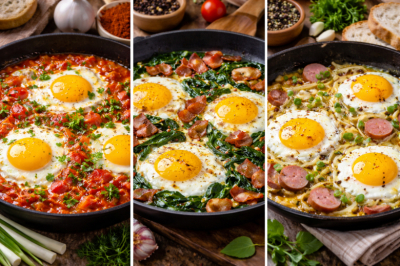 Шедевры из яиц: 3 самых вкусных яичницы &mdash; шакшука, с беконом и с жареным луком. Простые блюда для завтрака