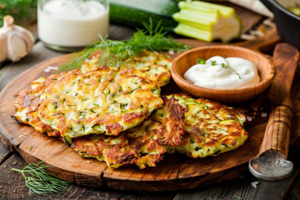 Добавляю в тесто на кефире тёртый кабачок и чеснок &mdash; лепёшки получаются сочными, как драники, но нежнее