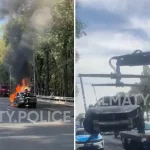 Иномарка JAC вспыхнула на ходу в Алматы
