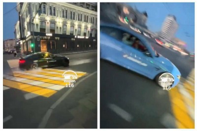 Дрифт лихачей на зебре в центре Казани попал на видео